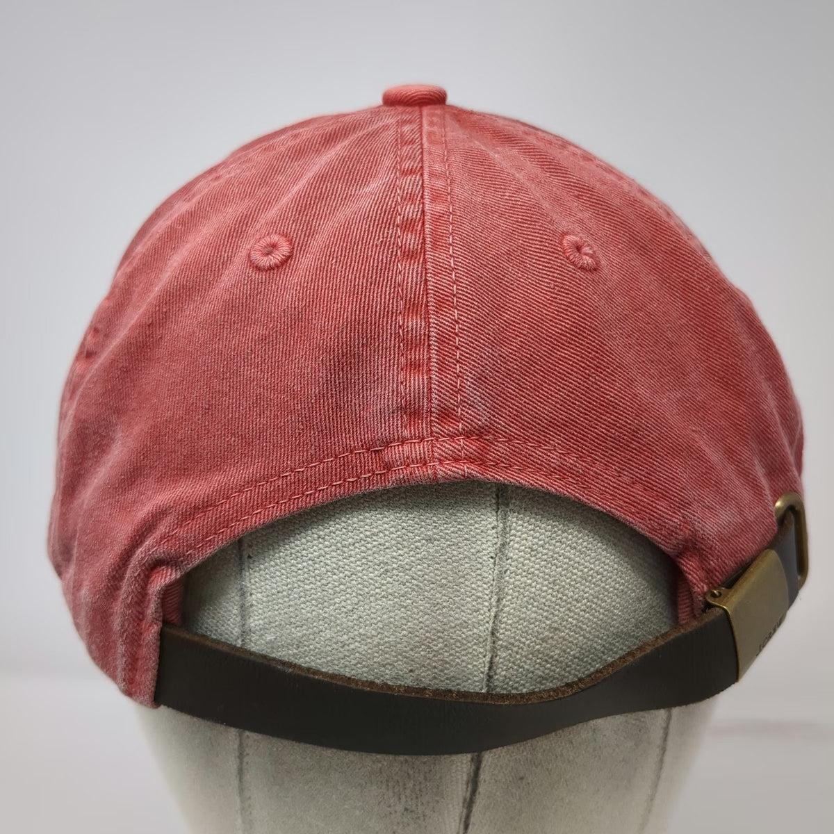 J.Crew Red Baseball Cap Made in USA Leather Strapback Washed Cotton Hat Vintage