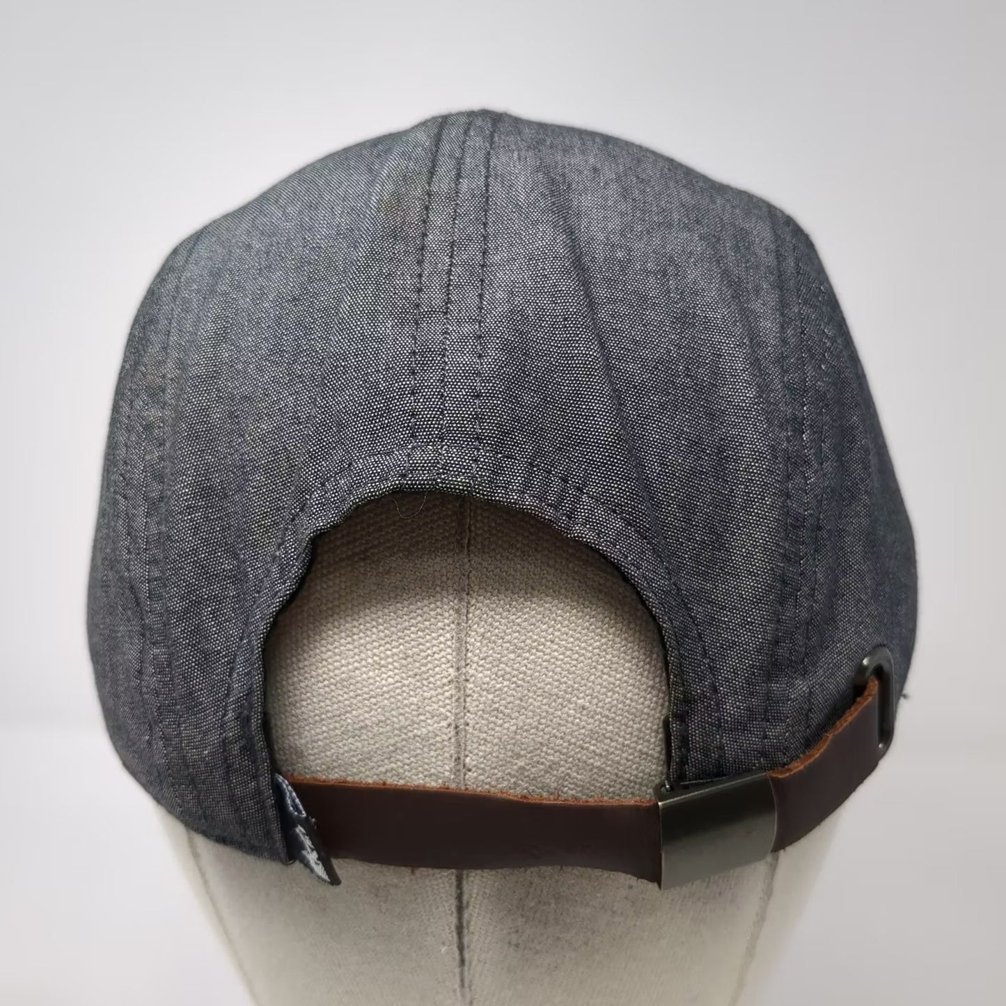 REI Gray 5 Panel Hat Mountain Patch Leather Slideback Adjustable Outdoor Gear OS