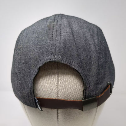 REI Gray 5 Panel Hat Mountain Patch Leather Slideback Adjustable Outdoor Gear OS