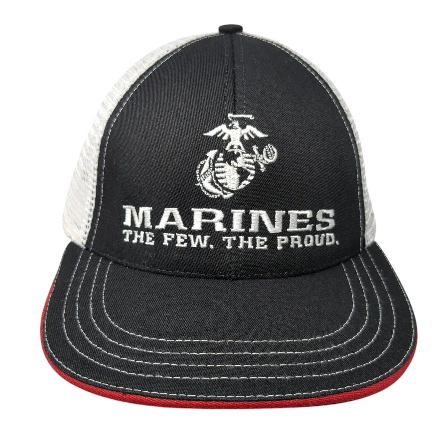 Marines The Few The Proud Snapback Trucker Hat Black One Size Mesh Back