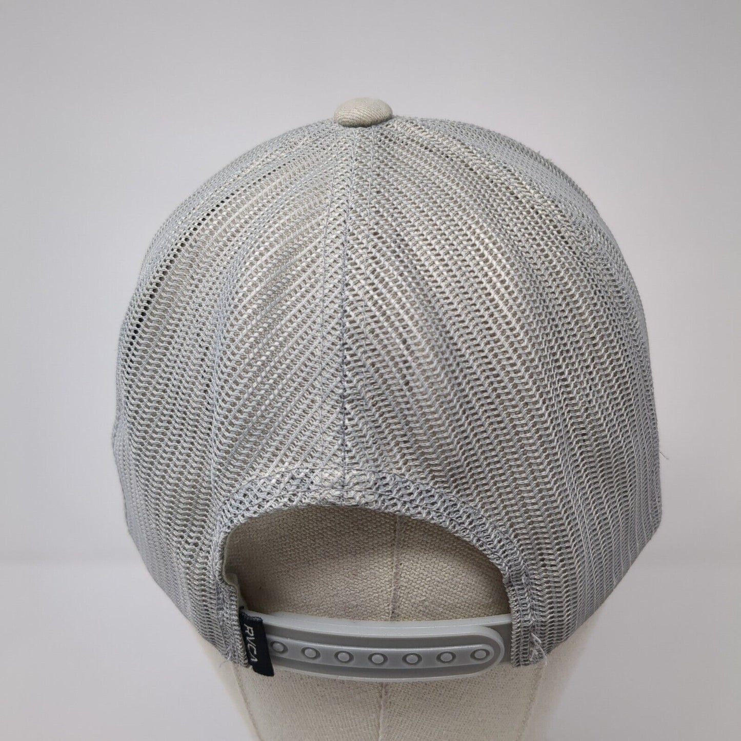 RVCA VA The Balance of Opposites Snapback Trucker Hat Gray One Size Mesh Back