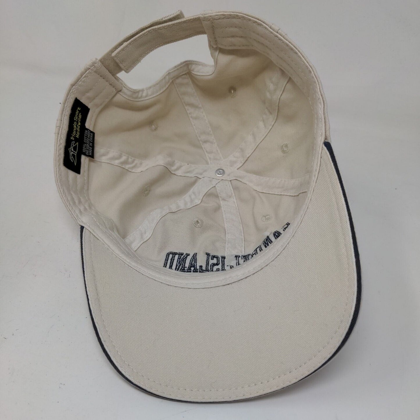 Triangle Sport Men's Strapback Hat Tan OSFM Embroidered Sanibel Island Logo