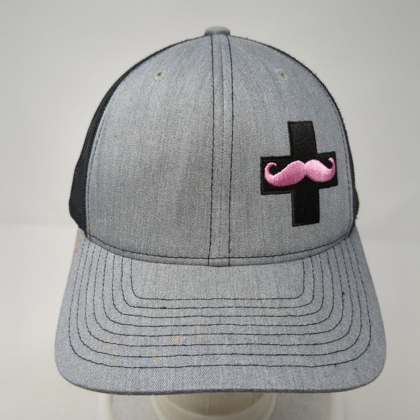 Cross Mustache Snapback Mesh Back Trucker Hat Gray One Size Richardson