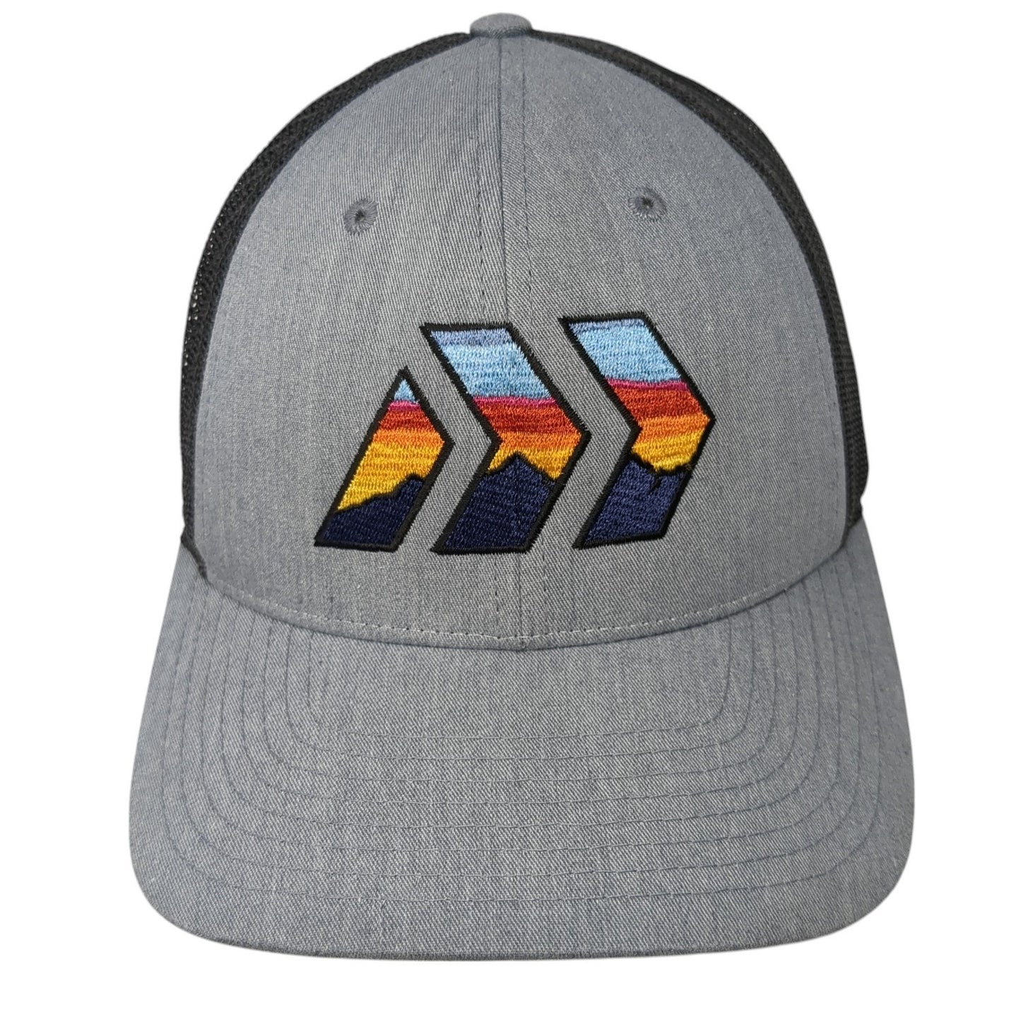 Mountain Snapback Trucker Hat Gray Large Adjustable Mesh Back Richardson