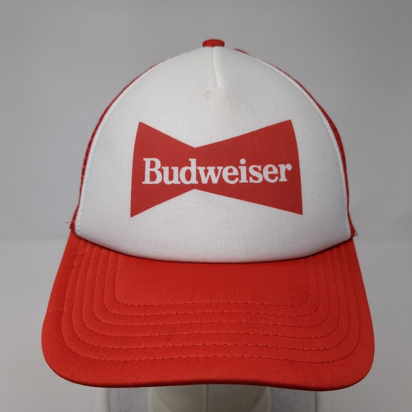 Budweiser Snapback Mesh Back Trucker Hat Red One Size Colorblock
