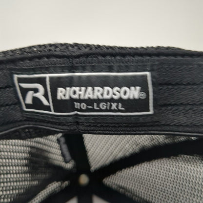 Richardson Baseball Cap Black XL Mesh Back Flexfit FXS Logo Embroidered Hat