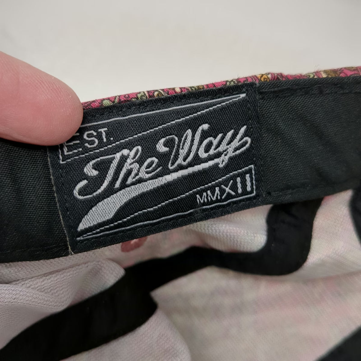 The Way 5 Panel Pink Paisley Hat One Size Strapback Flat Brim Patch Floral