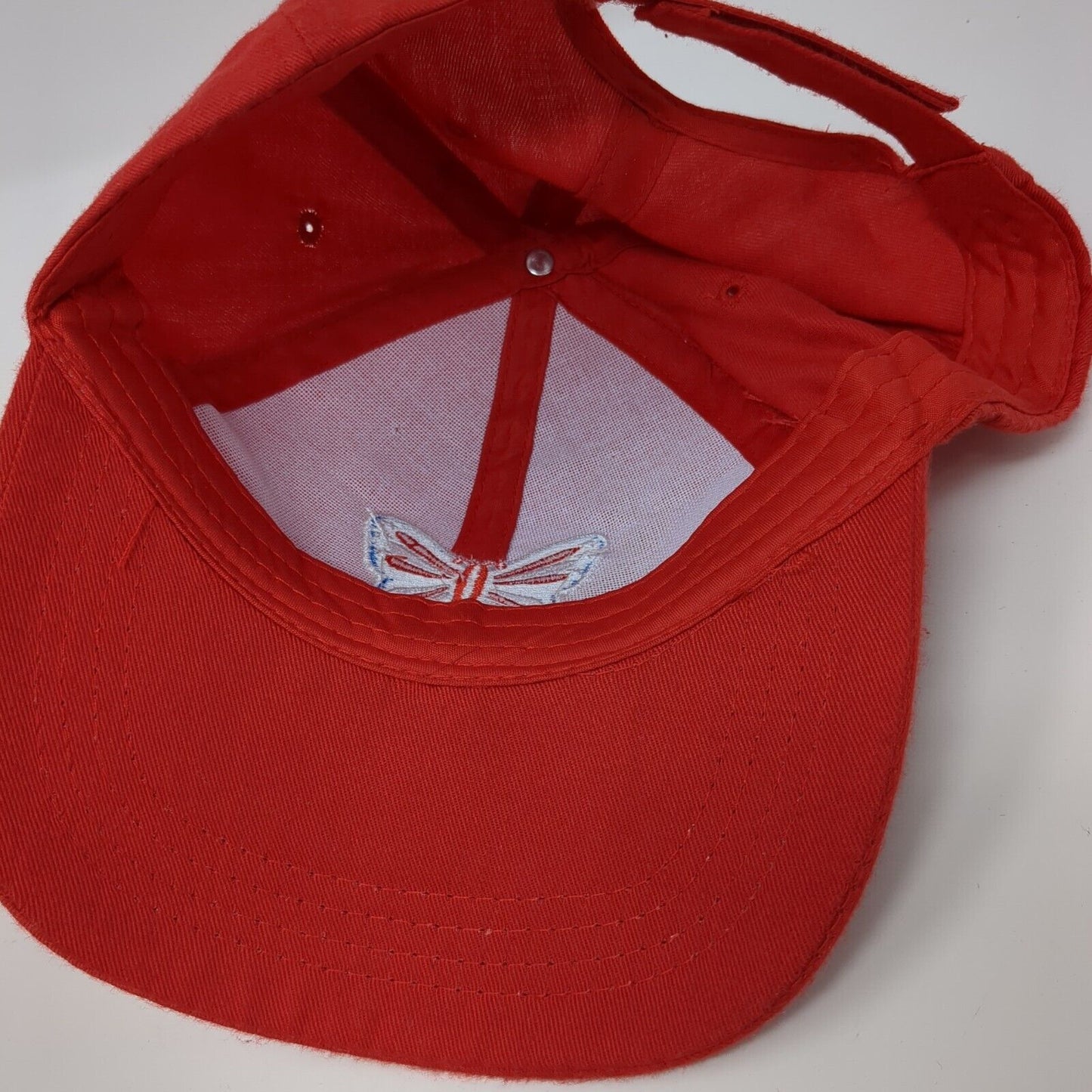 Butterfly USA Strapback Hat Red One Size Adjustable Solid Embroidered