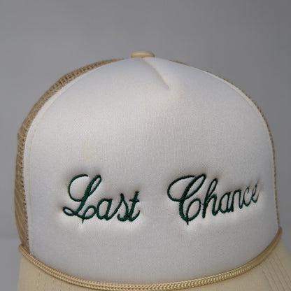 Last Chance Snapback Trucker Hat Tan OS Adjustable Embroidered Mesh Back Rope