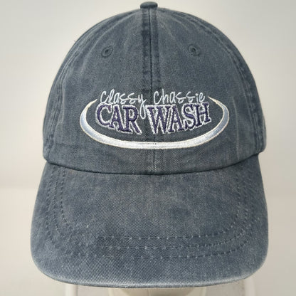 Adams Blue Baseball Cap One Size Leather Strapback Classy Chassie Car Wash Hat