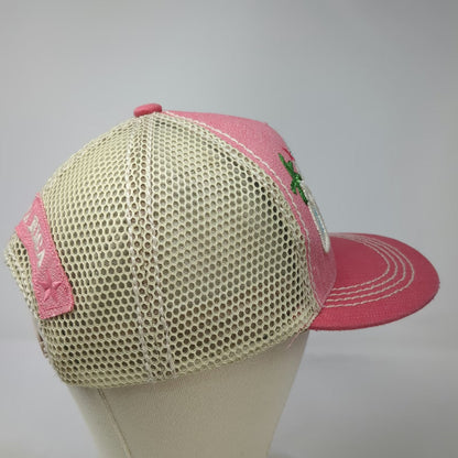 Pura Vida Adventure Costa Rica Trucker Hat Pink OSFM Snapback Mesh Palm Trees