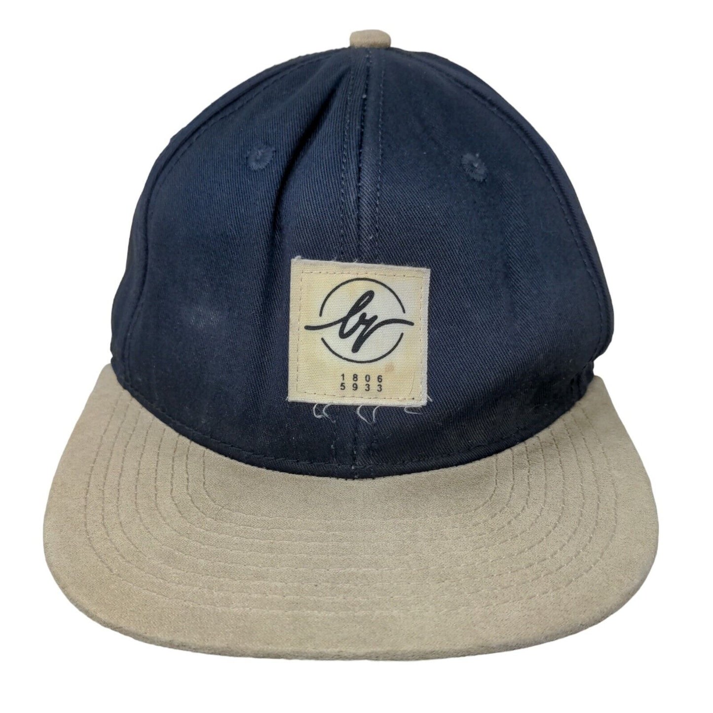 H&M Men's Snapback Hat Blue Beige Size OS Embroidered Logo Adjustable