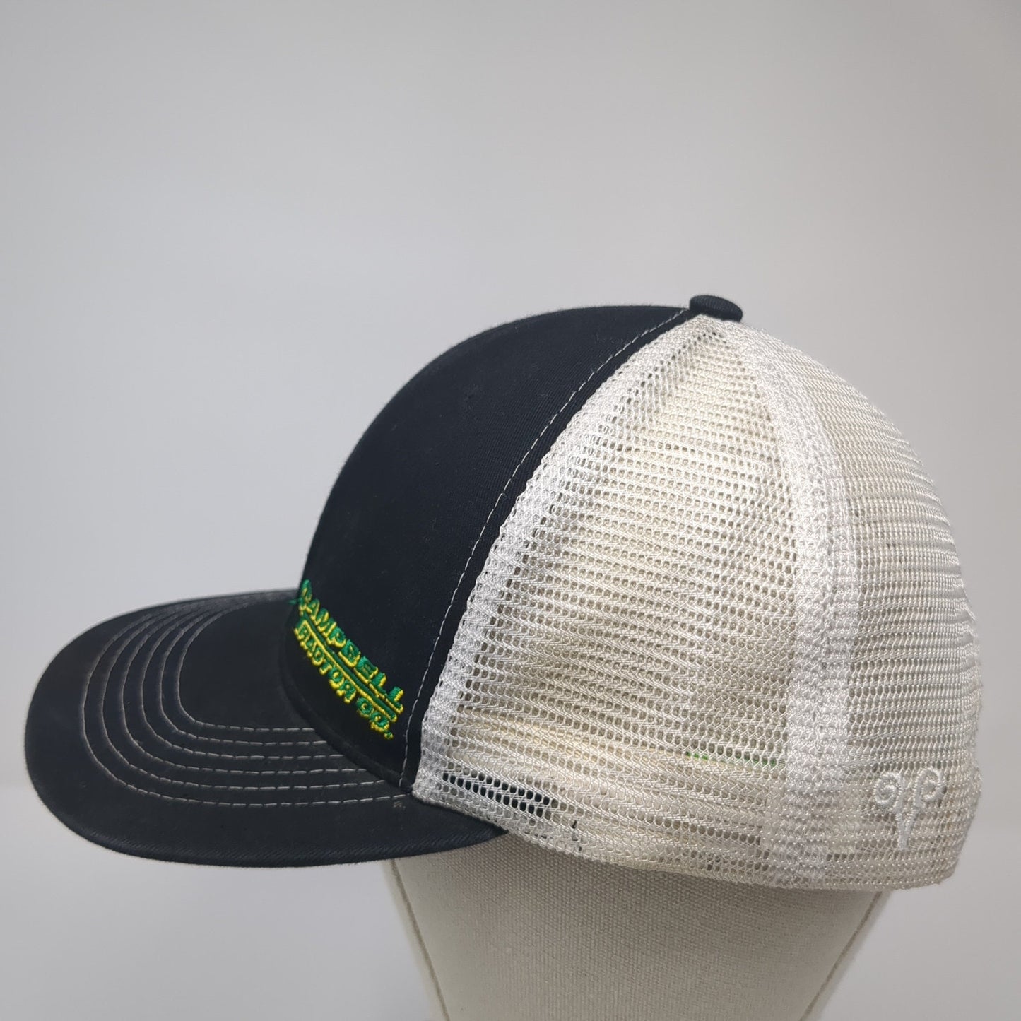 Campbell Tractor Snapback Trucker Hat Black One Size Mesh Back Vie