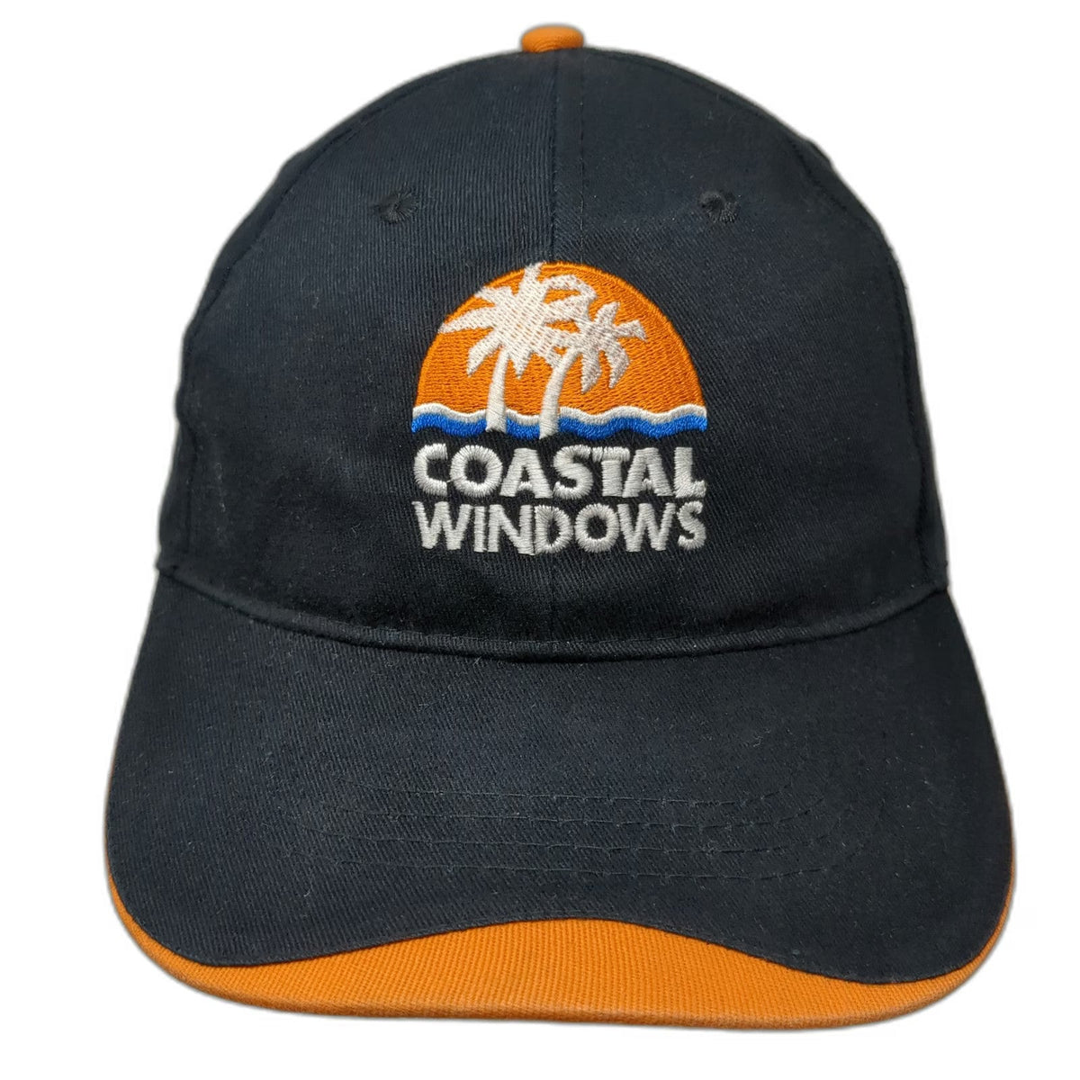 Hit Wear Baseball Cap Black OSFM Coastal Windows Palm Tree Logo Strapback hat