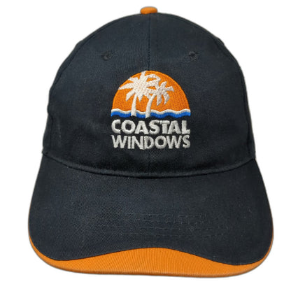 Hit Wear Baseball Cap Black OSFM Coastal Windows Palm Tree Logo Strapback hat