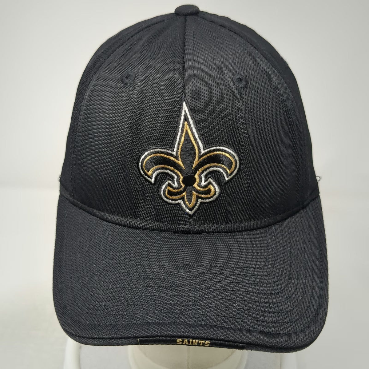 New Orleans Saints NFL Black One Size Cap Fleur De Lis Embroidered Stretch Hat