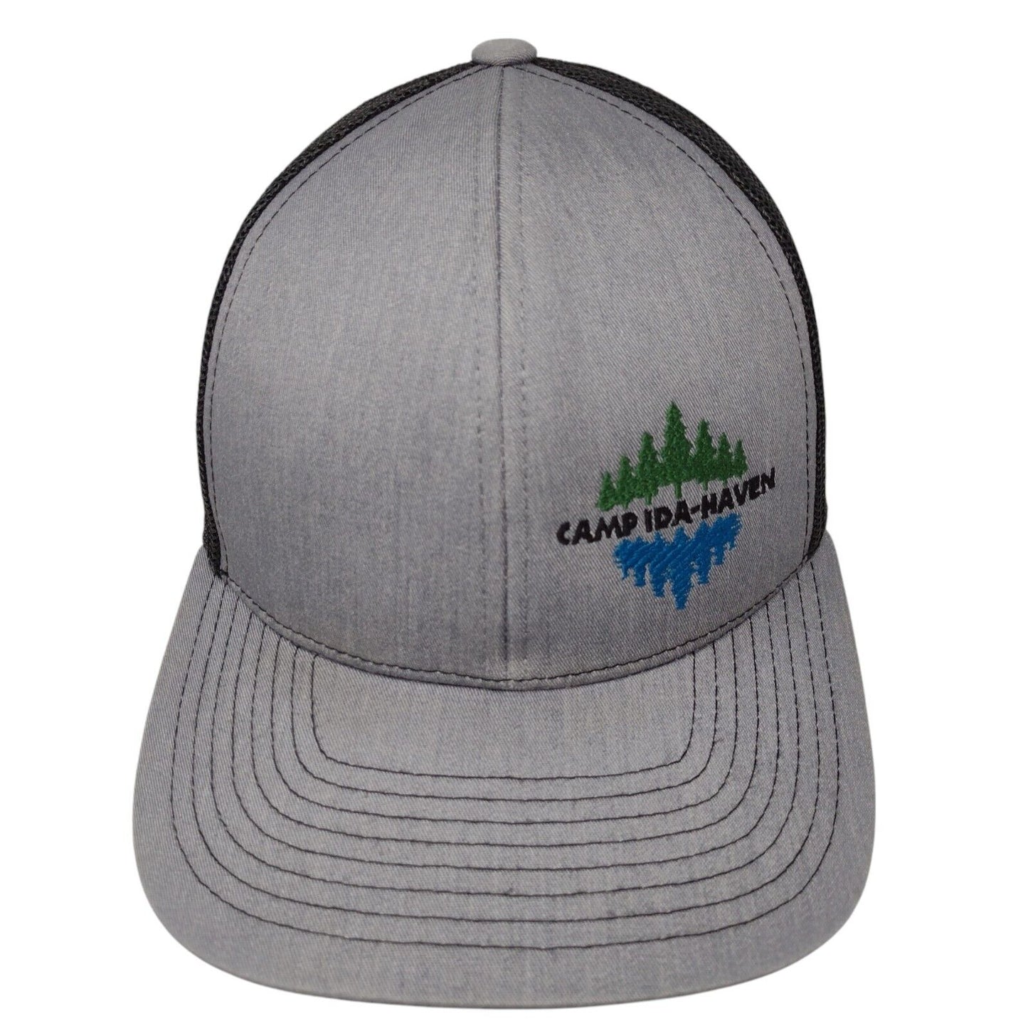 Camp Ida-Haven Snapback Trucker Hat Gray OSFA Adjustable Mesh Pacific Headwear
