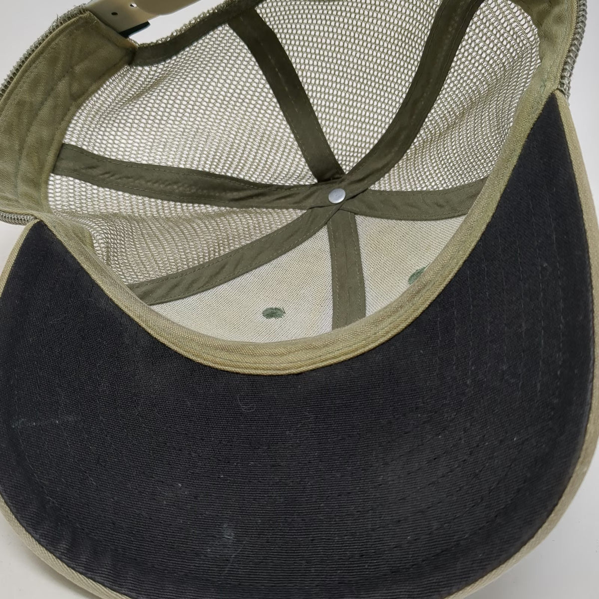 Patagonia Trucker Hat Beige One Size Mesh Back Embroidered Fish Logo Snapback