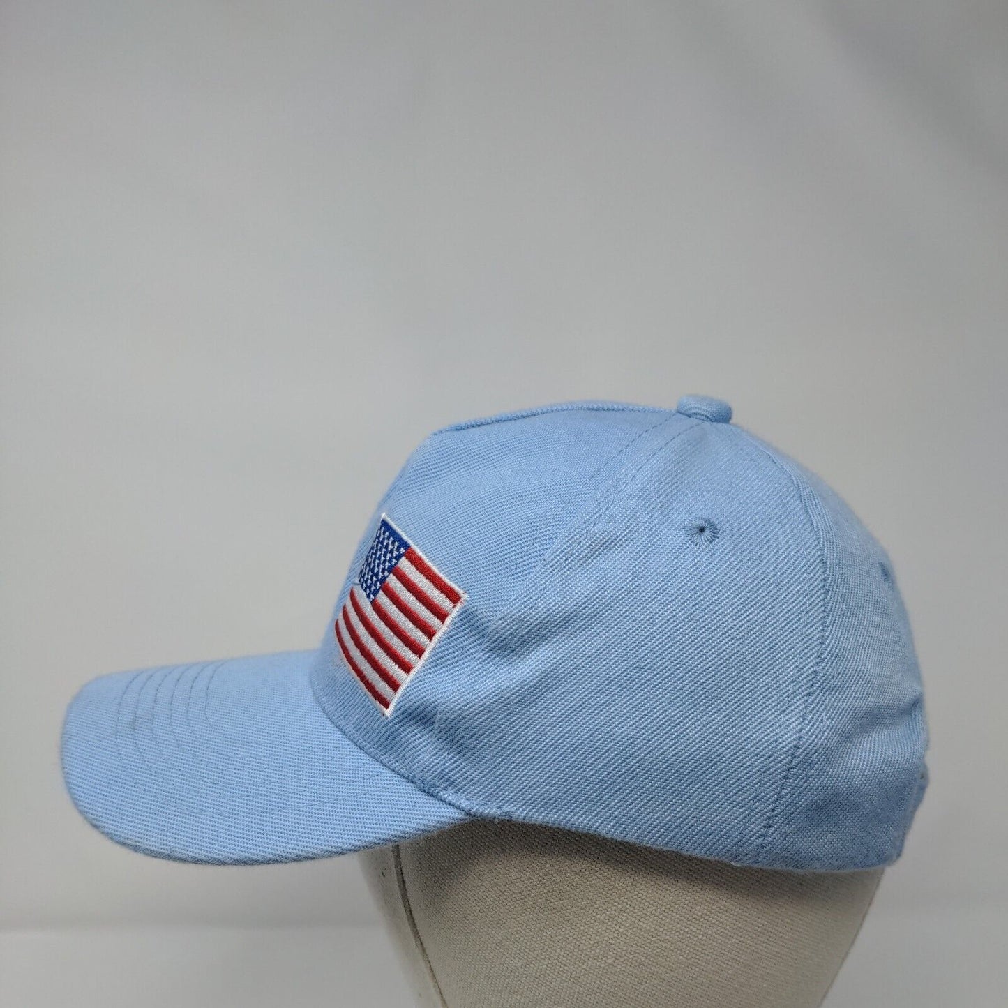 American Flag Strapback Hat Blue OSFA Adjustable Embroidered Patriotic Polyester