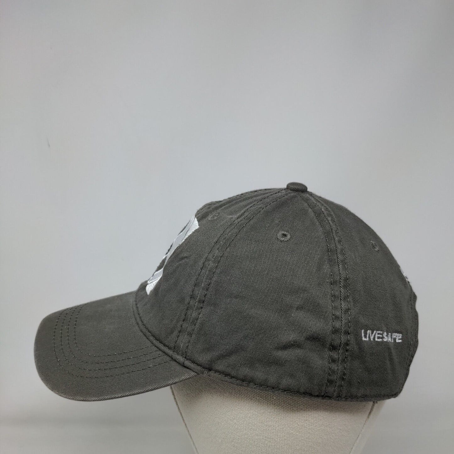 Eldeco Slideback Hat Gray One Size Embroidered Live Safe Cap America