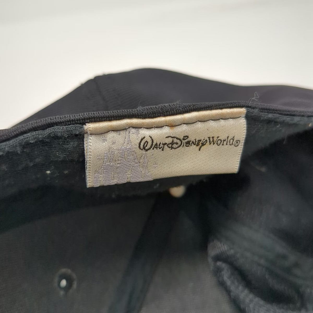 Walt Disney World Black Baseball Cap One Size Hat Stretch Fit 1971 Mickey White
