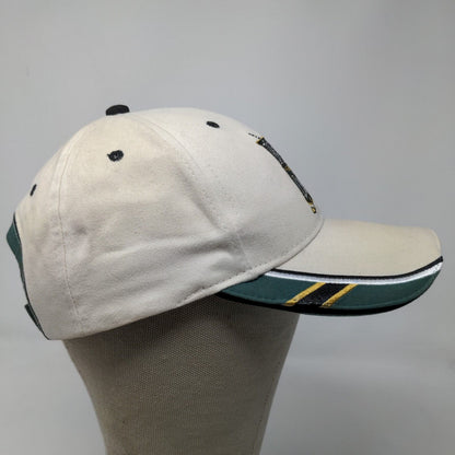 Brickyard Authentics Men's Strapback Hat Tan Green Embroidered Golf Logo