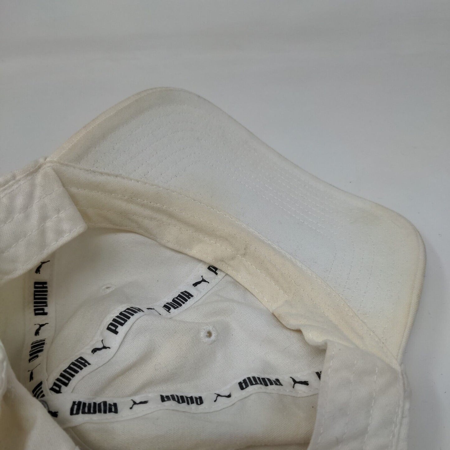 PUMA Slideback Hat White OSFA Adjustable Solid Vent Holes 6 Panel