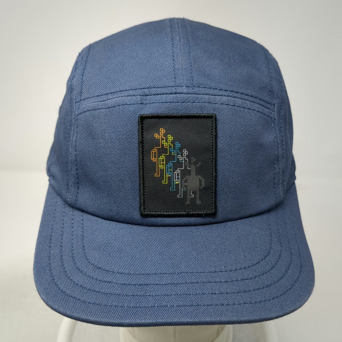 Smartwool 5 Panel Blue Hat One Size Adjustable Slideback Logo Pixel Art Patch