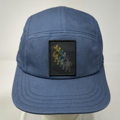 Smartwool 5 Panel Blue Hat One Size Adjustable Slideback Logo Pixel Art Patch