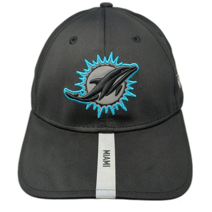 Miami Dolphins NFL New Era Black One Size Reflective Stripe 9FORTY Hat Stretch
