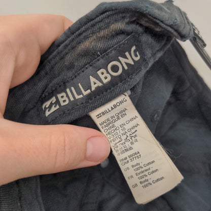 Billabong Patch Snapback Hat Black One Size Adjustable Solid 6 Panel