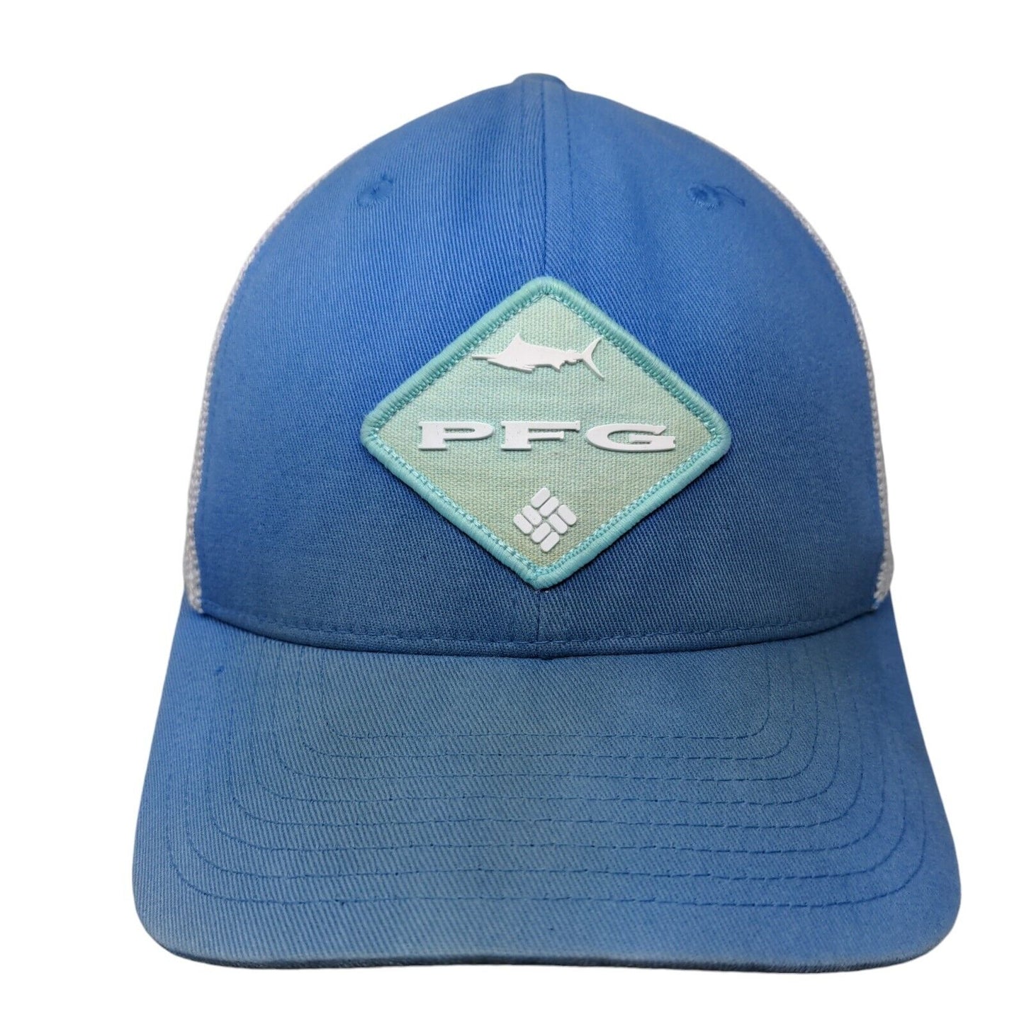 Columbia PFG Patch Fitted Mesh Back Trucker Hat Blue S/M Colorblock