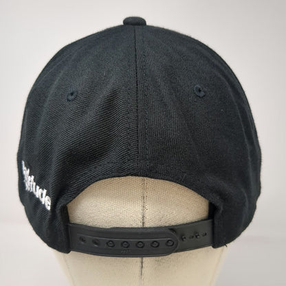 Yupoong 5 Panel Black Hat OSFM Latitude 90 Snapback Flat Brim Green Underbill