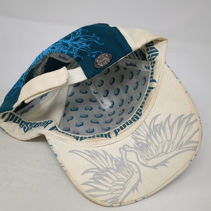 Pugs Gear 5 Panel White Blue One Size Skull Winged Tribal Embroidered Hat