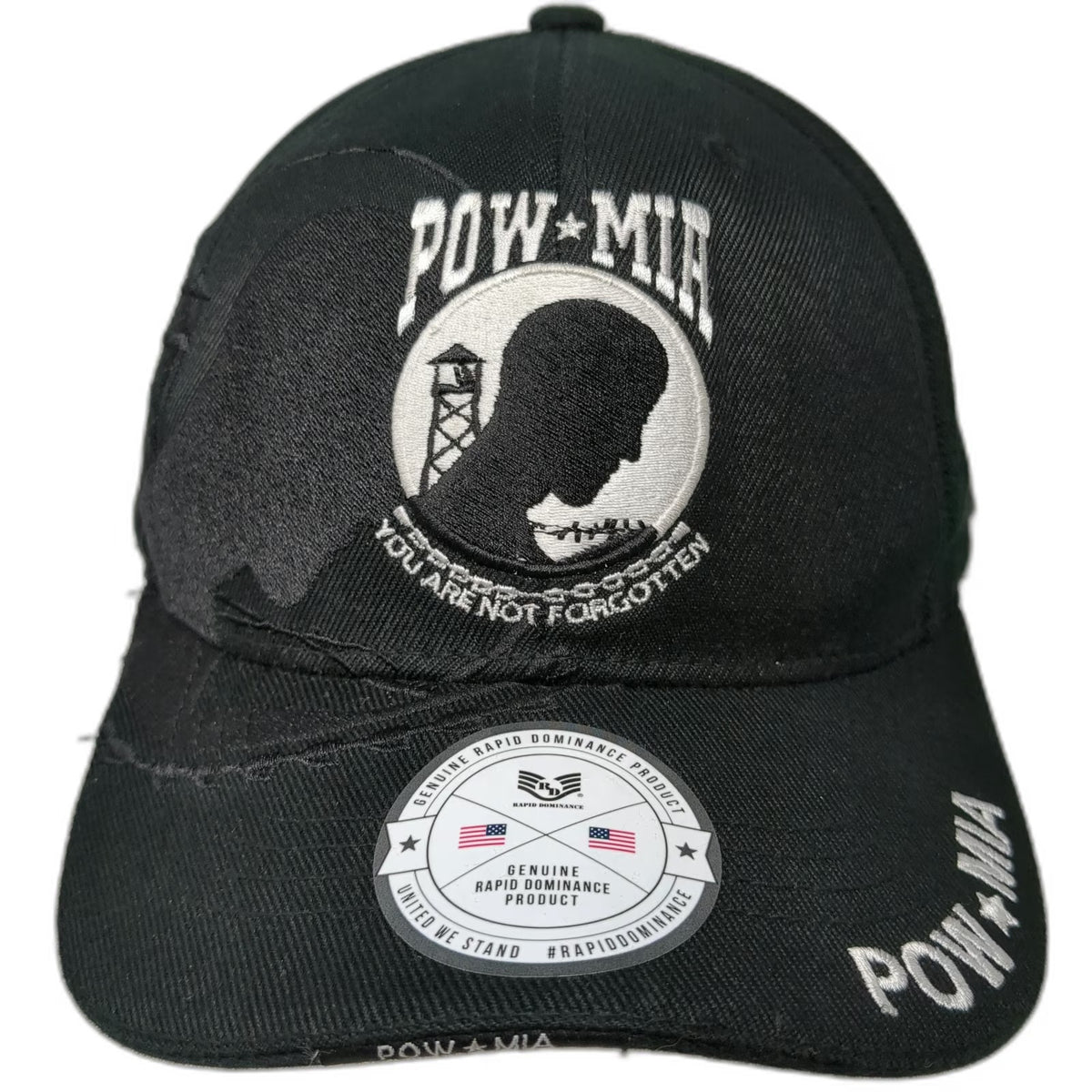 Rapid Dominance Baseball Cap Black One Size POW MIA Strapback Distressed Hat
