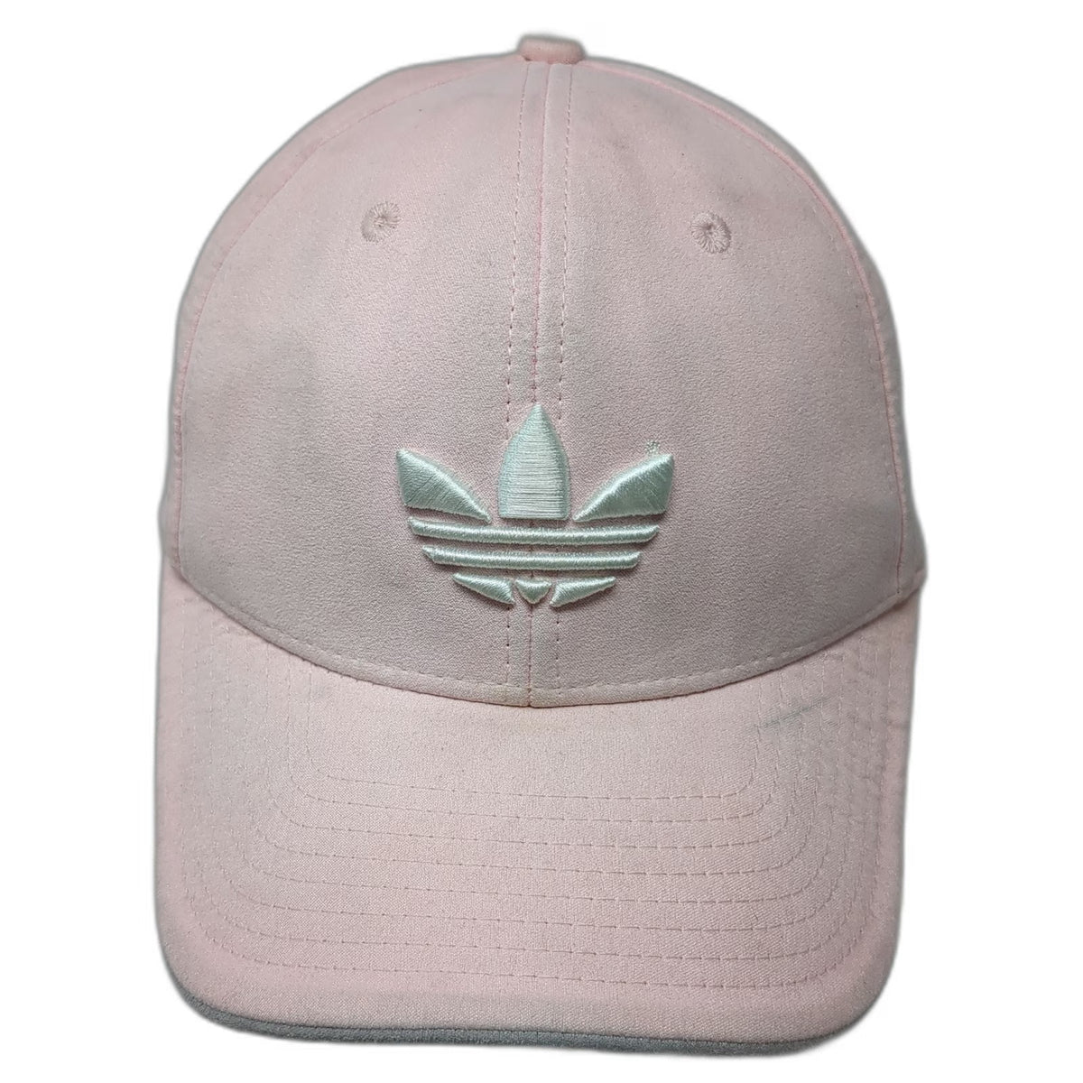 Adidas Baseball Cap Pink 7 1/8 Trefoil Logo Embroidered Polyester Hat Gray Brim
