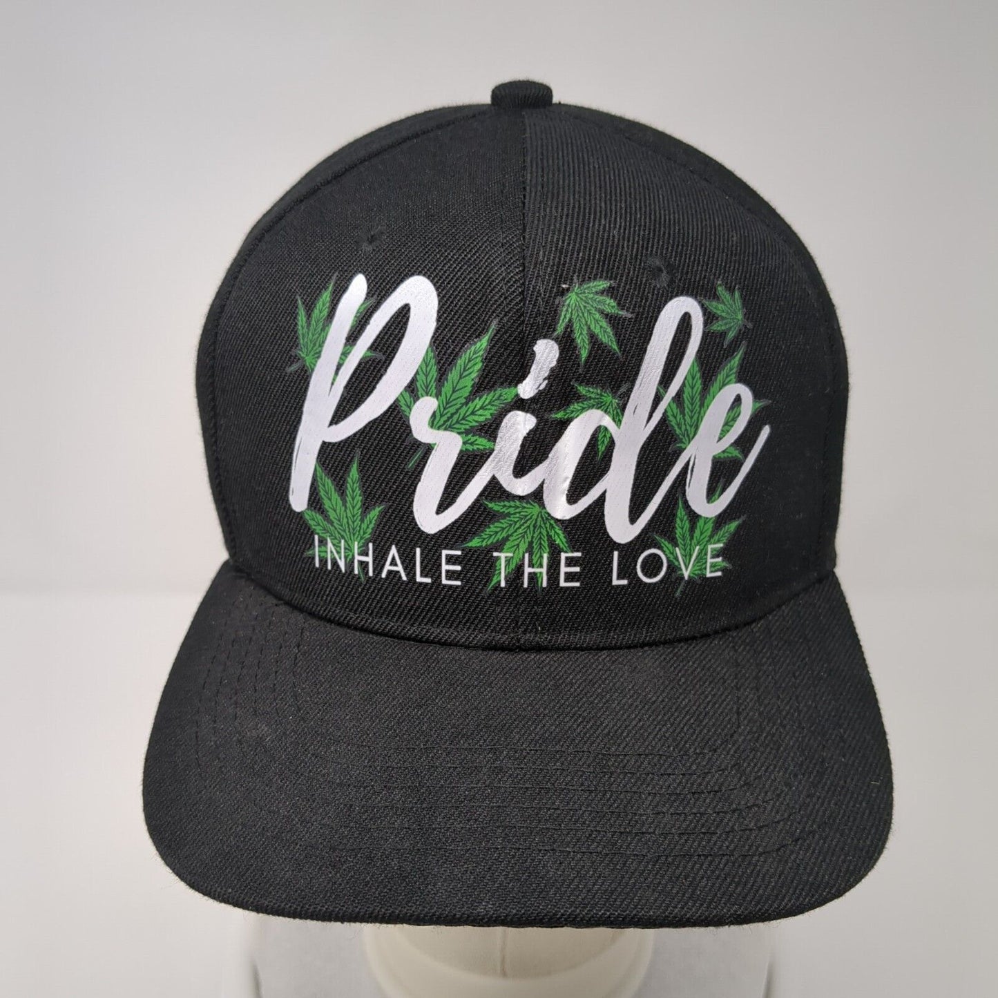 Pride Inhale The Love Cannabis Snapback Hat Black OSFA Solid Gelante