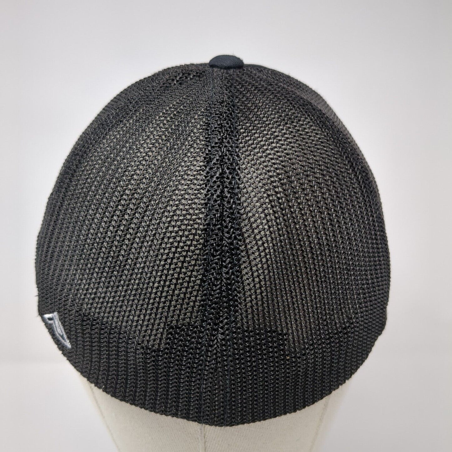 Pacific Headwear Fitted Mesh Back Trucker Hat Black 6 7/8-7 3/8 Feathers
