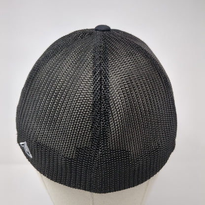 Pacific Headwear Fitted Mesh Back Trucker Hat Black 6 7/8-7 3/8 Feathers