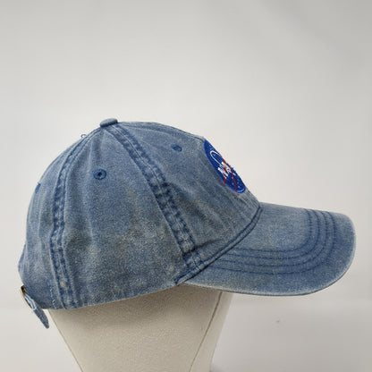 NASA Slideback Hat Blue One Size Adjustable Embroidered Denim Otto Cotton