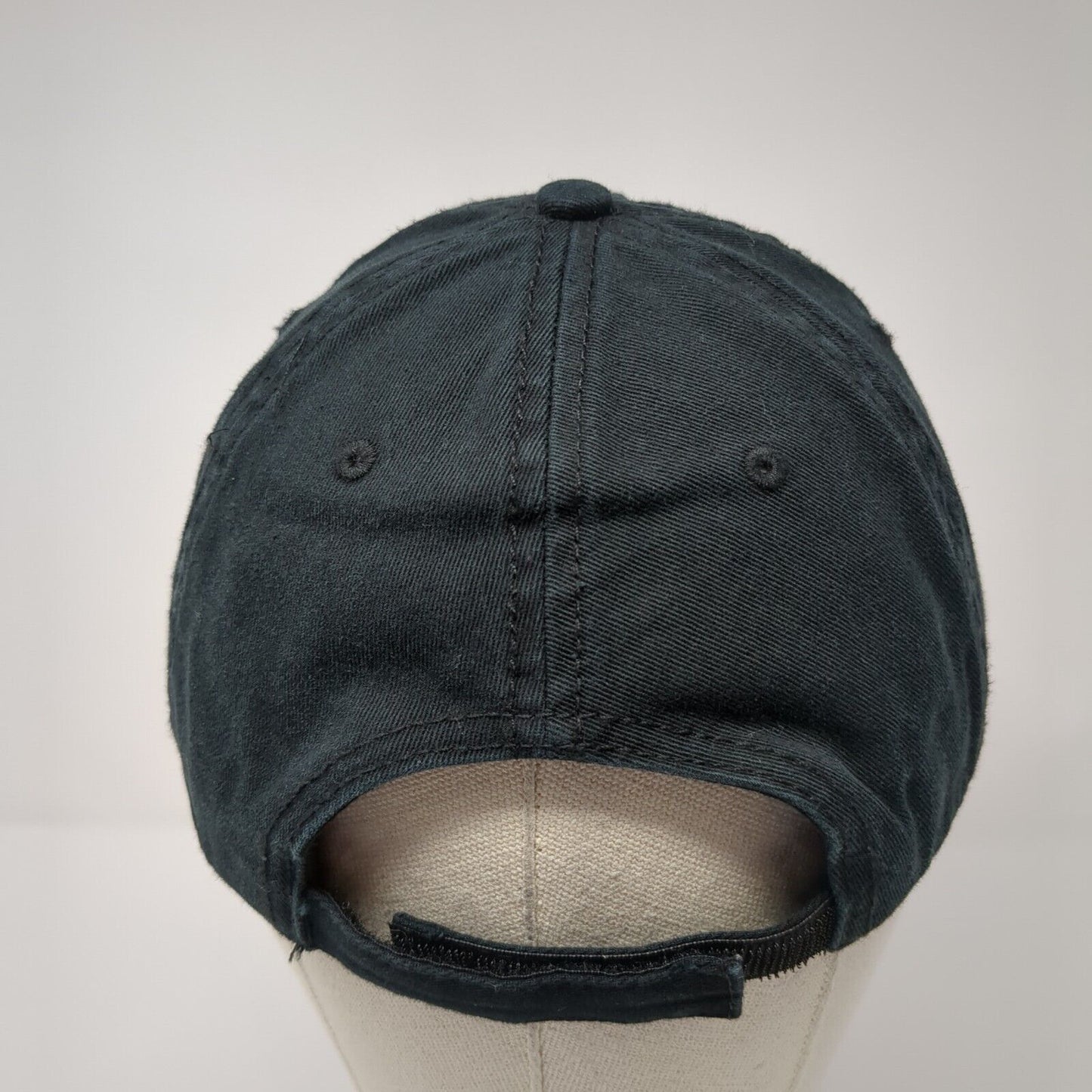 Otto Strapback Hat Black One Size Adjustable Embroidered Vented Holes 6 Panel