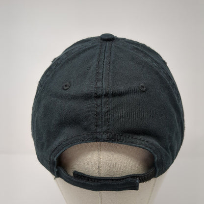 Otto Strapback Hat Black One Size Adjustable Embroidered Vented Holes 6 Panel