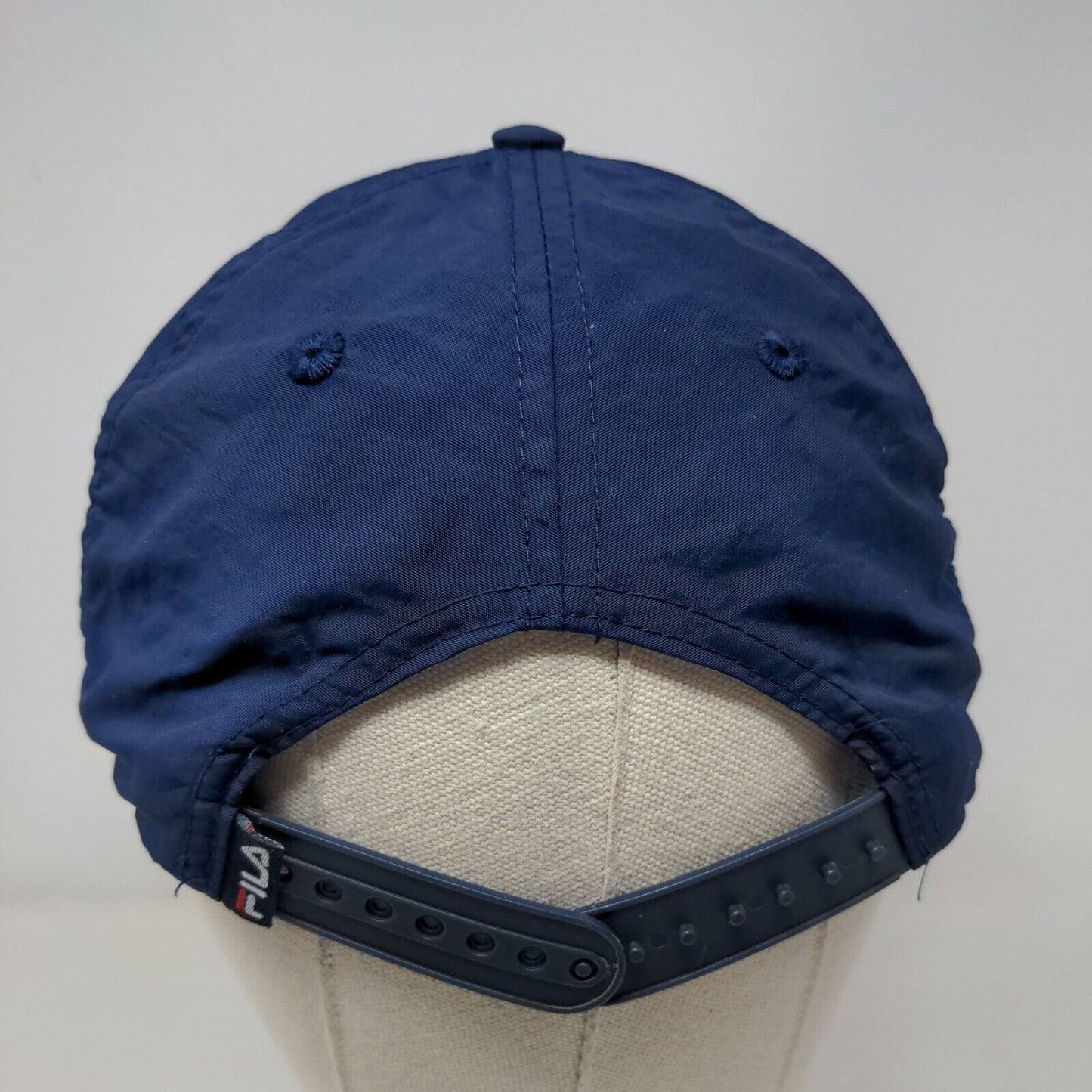FILA Snapback Hat Blue One Size Adjustable Solid 6 Panel Vent Holes