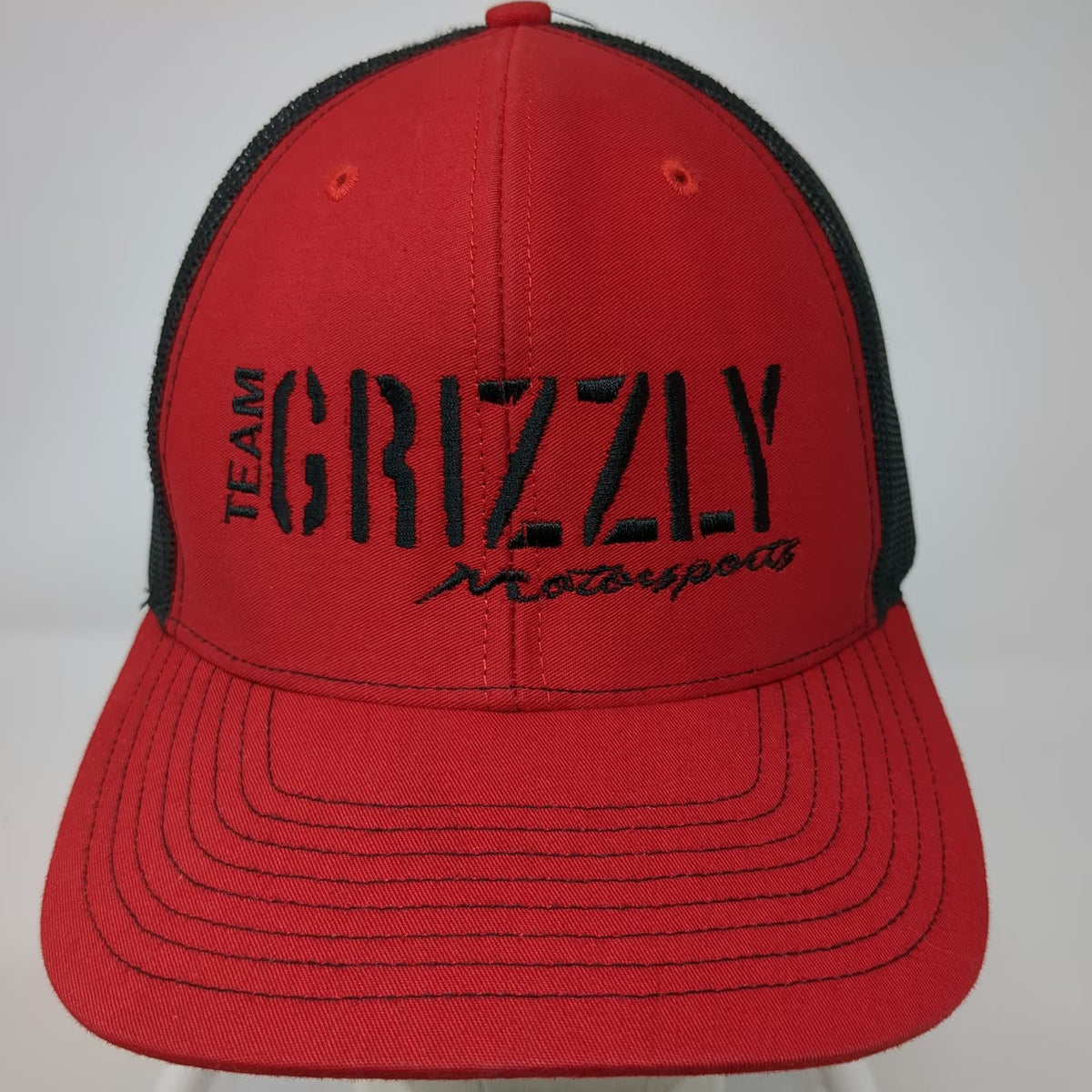 Richardson Trucker Hat Red One Size Team Grizzly Motorsports Mesh Back Style 112