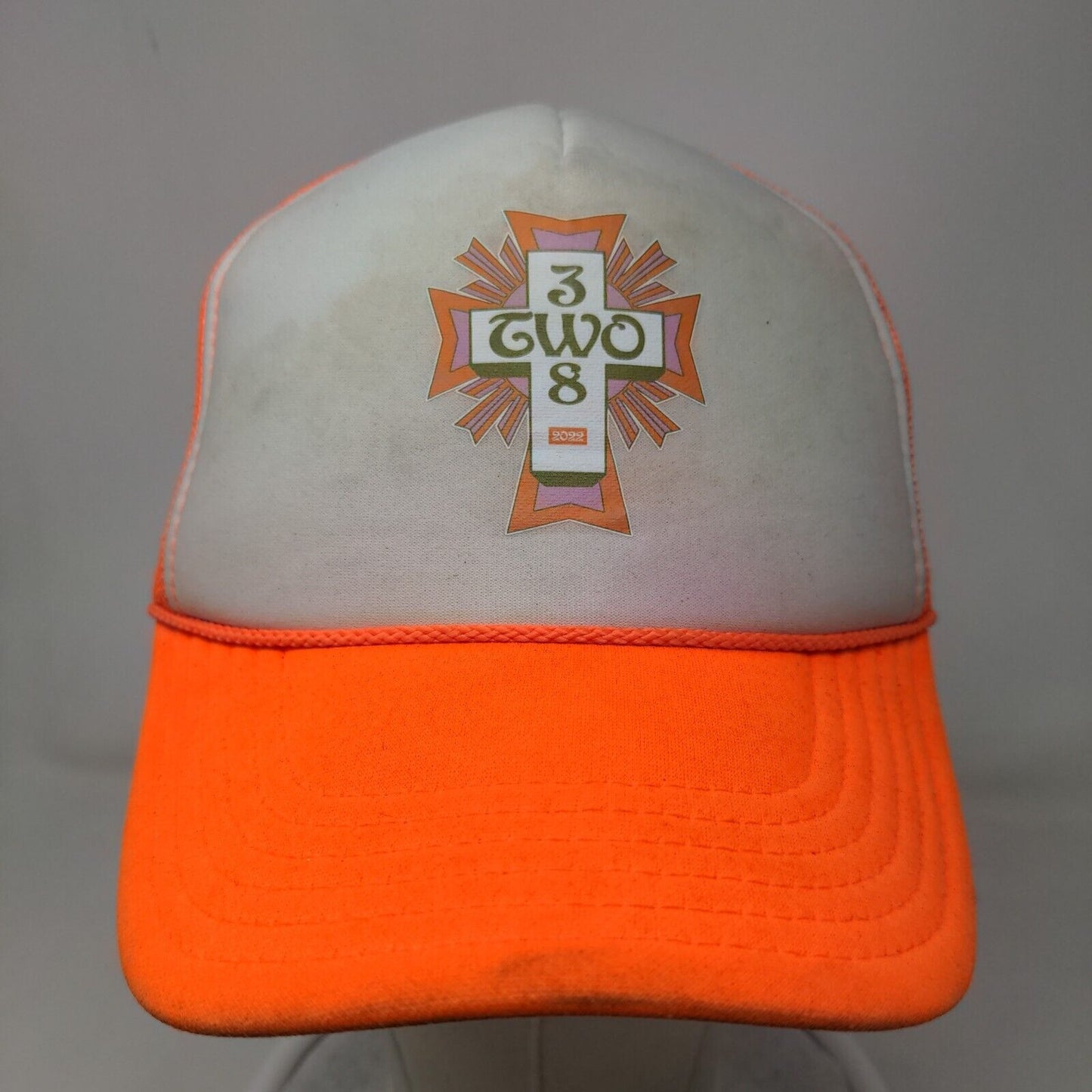 Three Two Eight Snapback Mesh Back Rope Trucker Hat Orange OSFM Otto