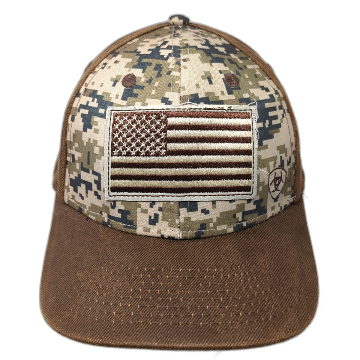 Ariat Snapback Brown One Size Hat Digital Camo American Flag Patch Corduroy
