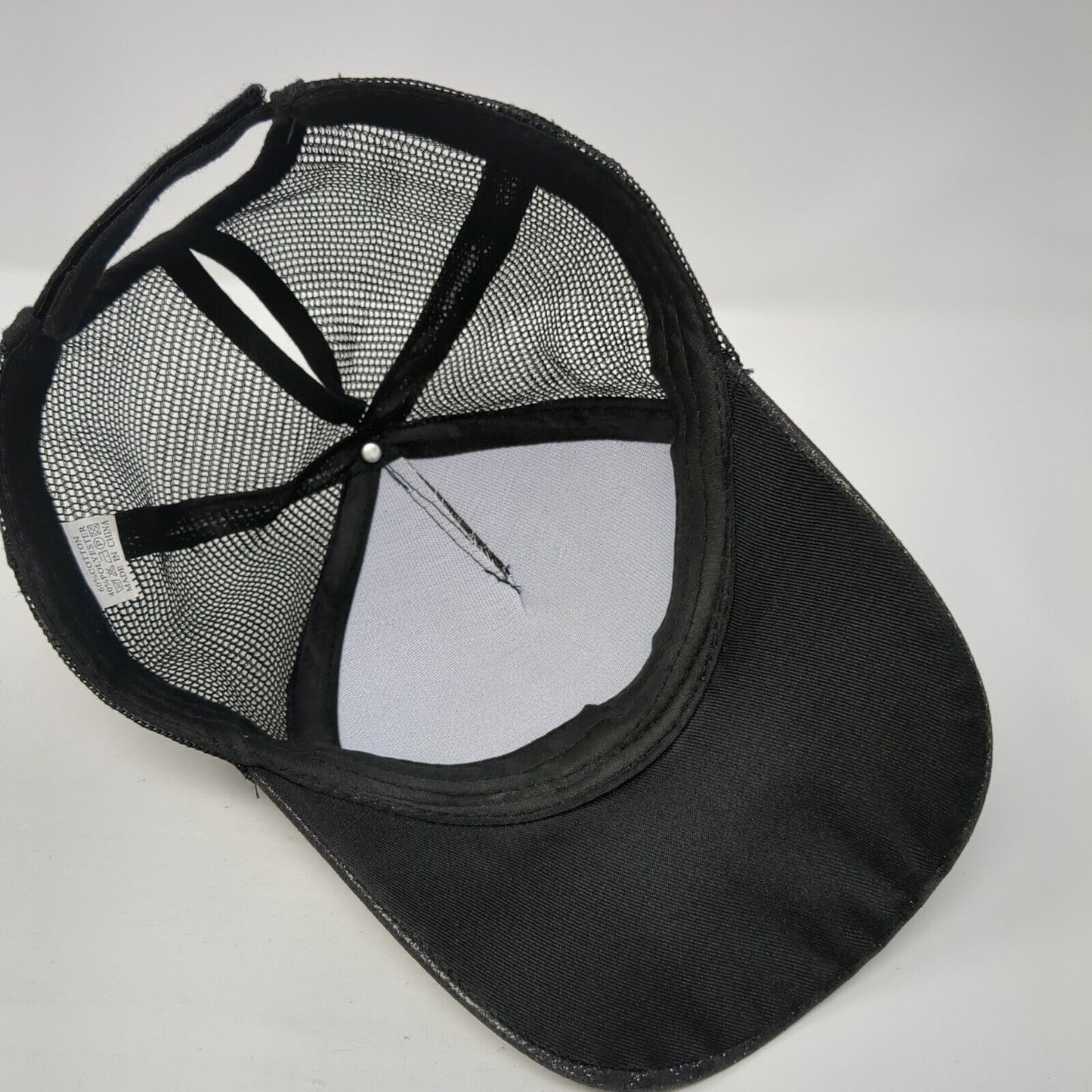 Unbranded Strapback Mesh Back Trucker Hat Black One Size Ponytail Blank