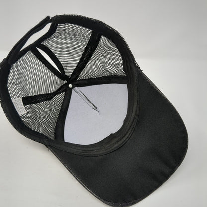 Unbranded Strapback Mesh Back Trucker Hat Black One Size Ponytail Blank
