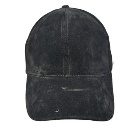 Black Baseball Cap 58CM Faux Suede Textured Adjustable Strapback Solid Hat