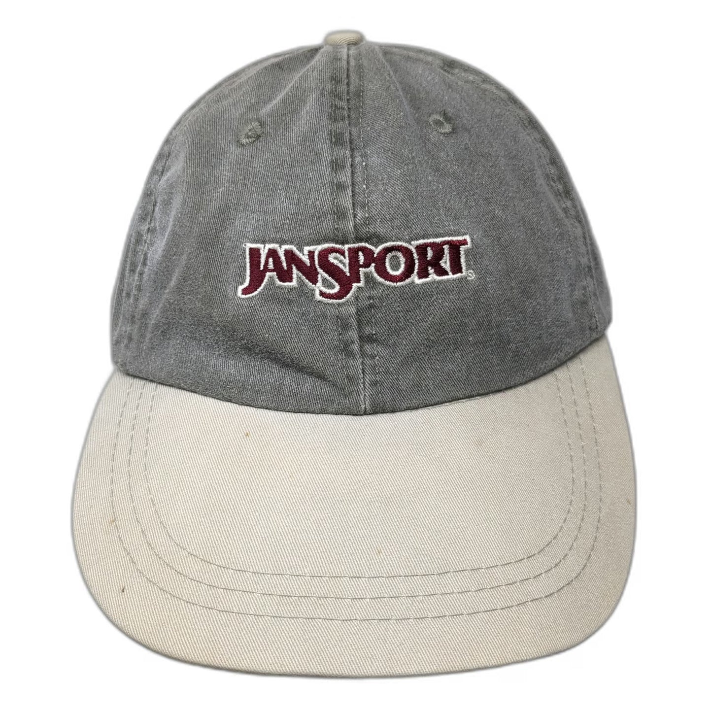 JanSport Baseball Cap Green Beige One Size Slideback Cotton Two Tone Logo Hat